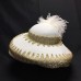 Brenda Waites Bolling White Derby Sequins And Plume Hat USA Church Gold  eb-83749362